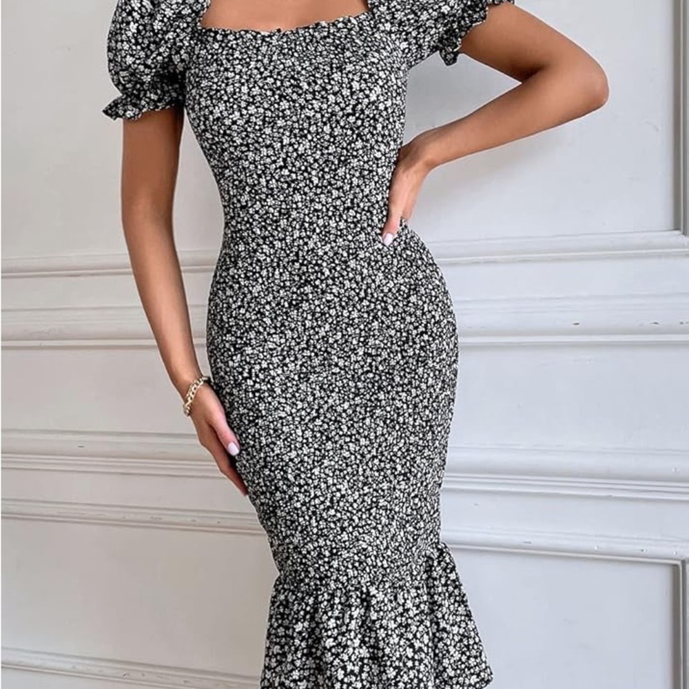 PRETTYGARDEN Floral Midi Bodycon  Dress